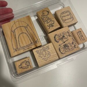 Stampin' Up! Brand Wooden Block Stamp Set 2002 Campout